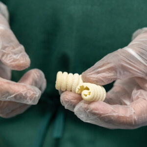 Miller Roberts III holds freshly-made tornatini pasta at B-More Kitchen in Baltimore, Md. on February 24, 2022.