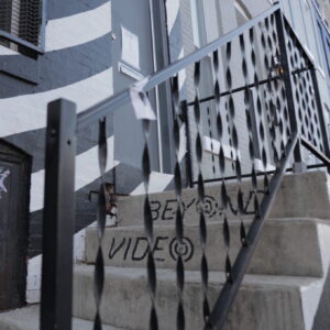 Stairs leading up to Beyond Video in Baltimore, MD